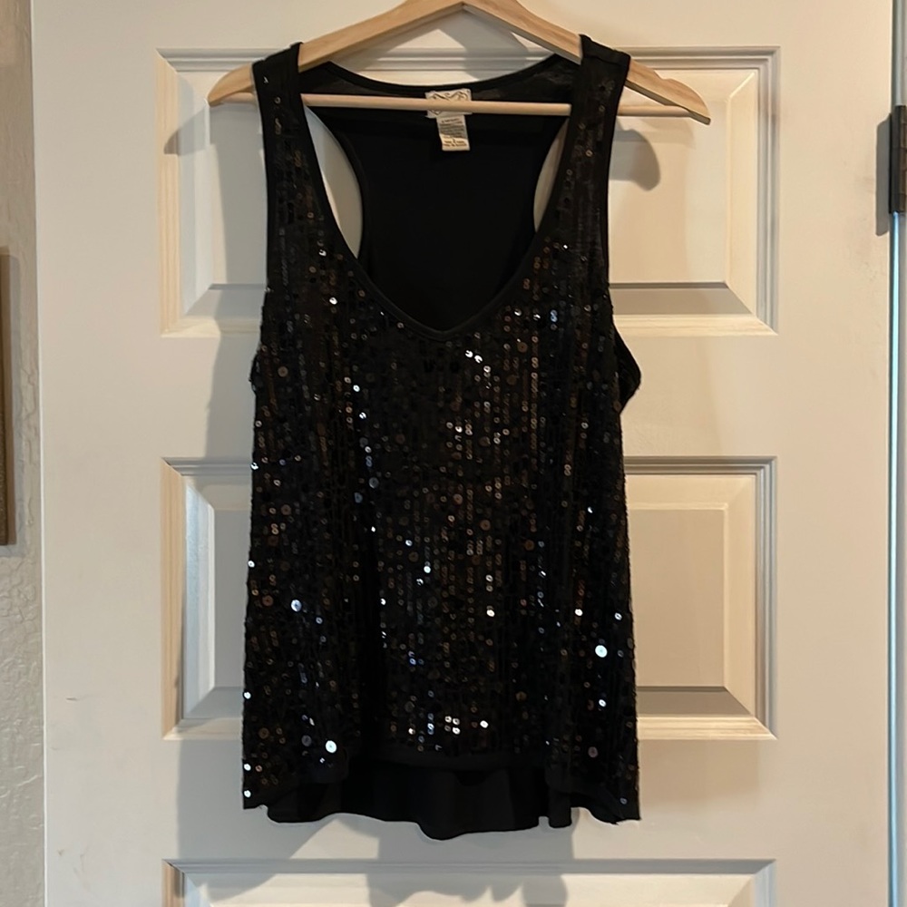 Black sequin, racer back tank size large